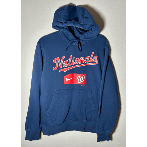 Washington Nationals MLB Men's Nike Navy Team Lettering Club Pullover Hoodie Sz - Picture 1 of 8